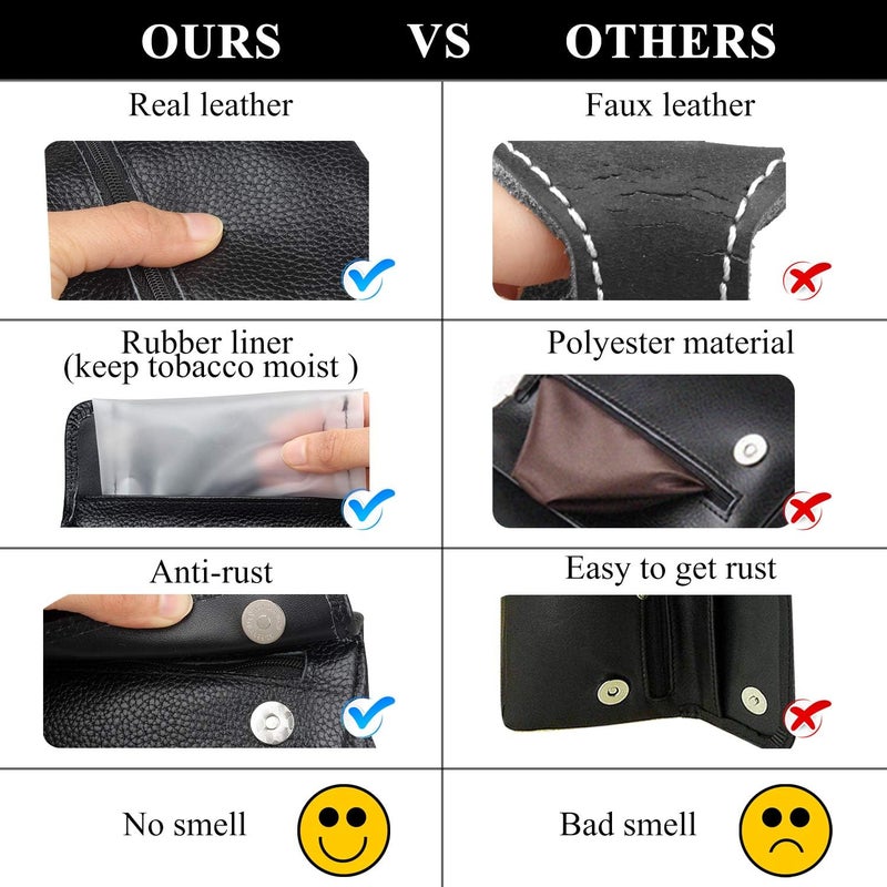 FIREDOG Leather Smoking Pipe Bag Pouch Case for 2 Pipes (Black) - Image 5